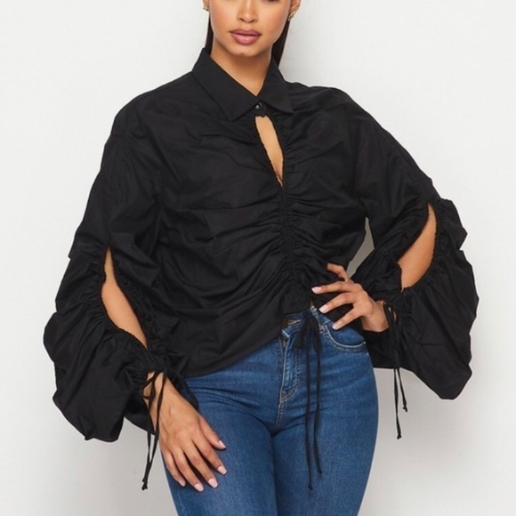 SALE!! White Drawstring Blouse - Picture 5 of 5